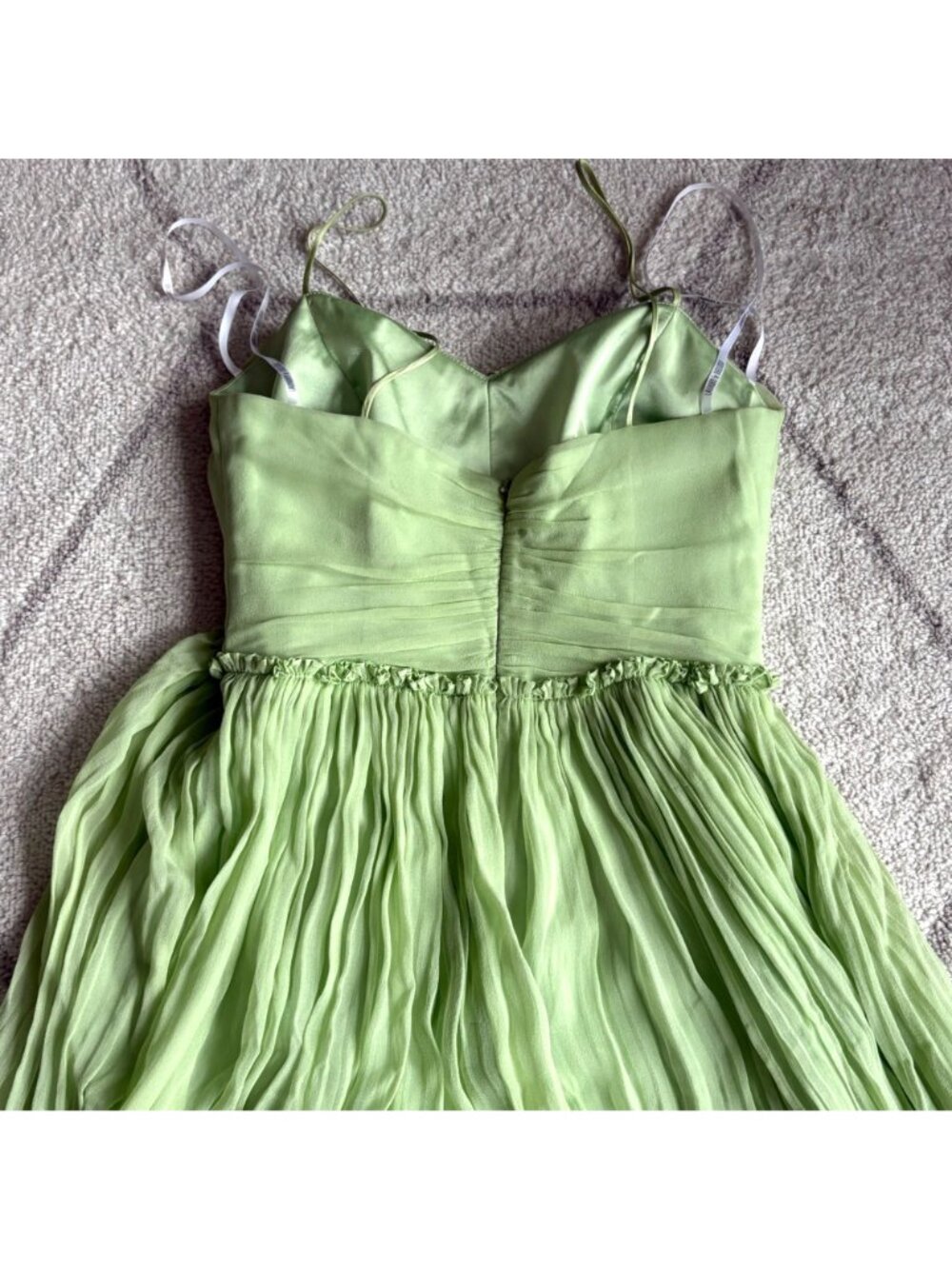 Laundry by Shelli Segal Silk Green Pleated Beaded Y2K Cocktail Dress - Picture 8 of 10